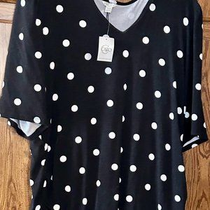 NWT Black Polka Dot Knit Top
